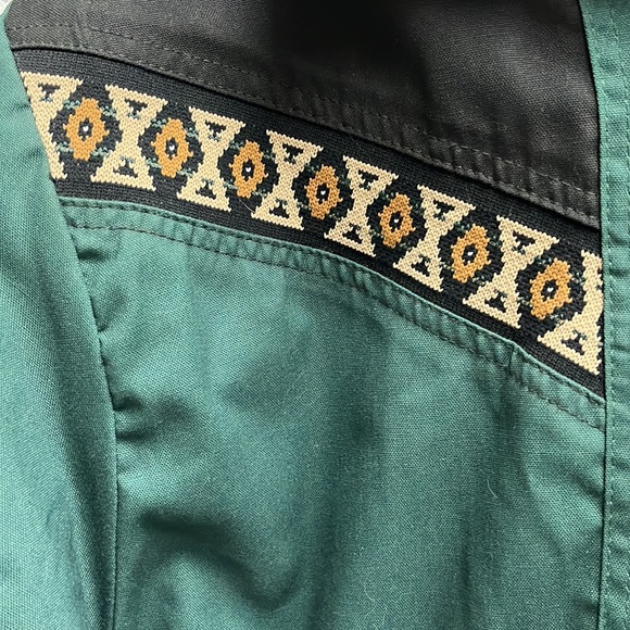 Vintage Aztec Bomber Jacket 80s 90s Streetwear Tribal Black Green Vtg Rare - Picture 7 of 13